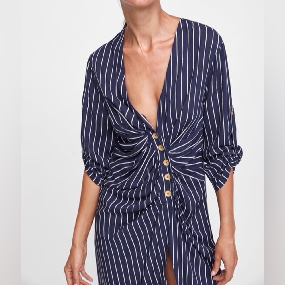 Zara Striped Tunic with Drape Effect - Picture 3 of 8